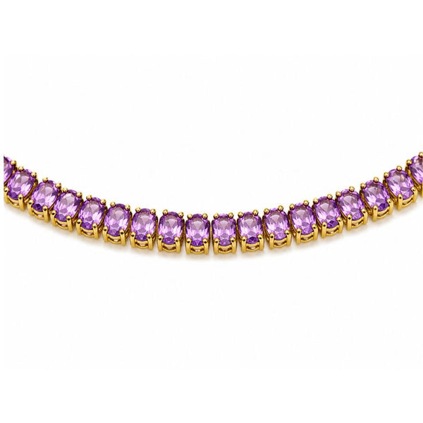 Colier choker din inox placat cu aur 18K, CZ violet, 36 cm