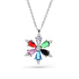 Colier argint Floare cu pietre cubic zirconia colorate - Podoabele Mele
