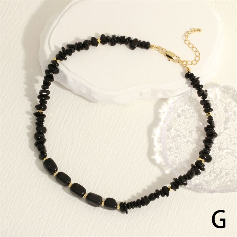 Colier otel inoxidabil, placaj aur 18K, onix