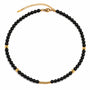 Colier cu pietre onix 6 mm, otel inoxidabil, placaj aur 18K