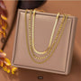 Colier otel inoxidabil placat cu aur 18K, in 3 straturi