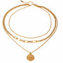 Colier inox placat cu aur 18K, 3 straturi cu moneda 10 cents