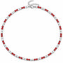 Colier tennis din inox, CZ alb, rosu 3 mm, lungime 45 + 5 cm
