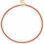Colier tennis din inox, placaj aur 18K, CZ roșii 3 mm, lungime 45+5 cm
