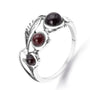 Inel argint cu trei pietre chihlimbar cherry rotund - Podoabele Mele