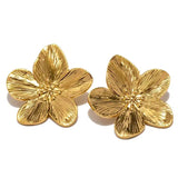 Set inox Floare placat aur18K, 10.2 g – cercei si inel /54