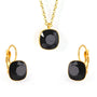 Set inox placat cu aur 18K, CZ negru patrat