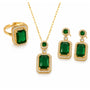 Set otel inoxidabil placat cu aur 18 K, CZ verde