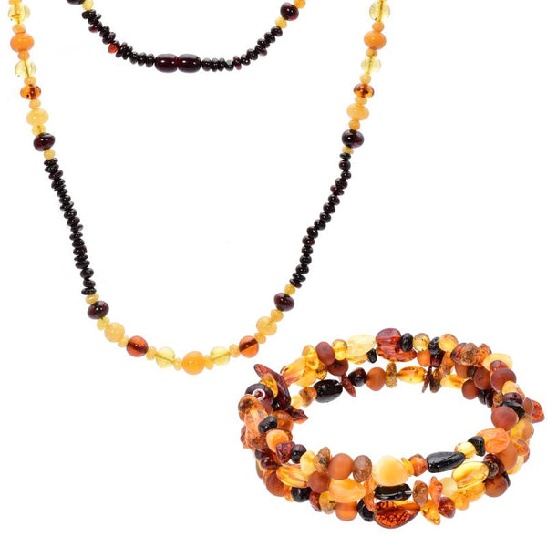 Set colier si bratara chihlimbar multicolor - Podoabele Mele