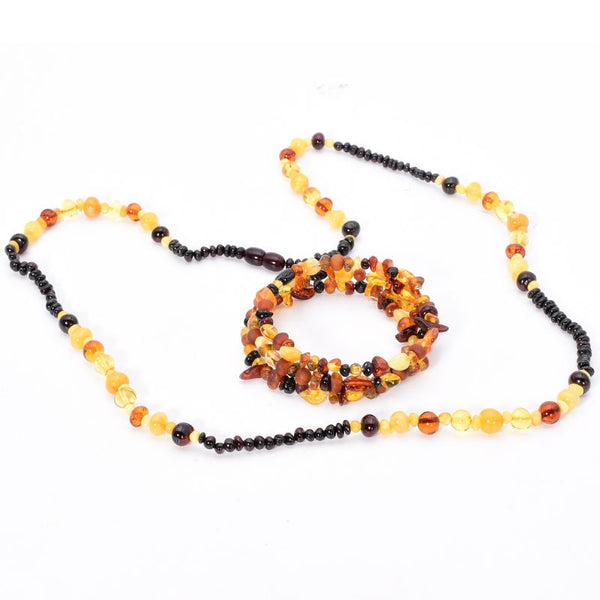 Set colier si bratara chihlimbar multicolor - Podoabele Mele